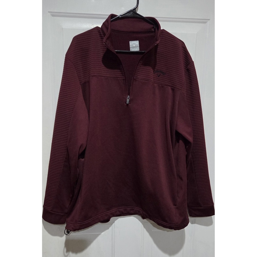Callaway Sweatshirt Men L Red Long Sleeve Fleece Lined Quarter Zip Golf Pullover